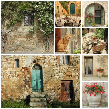 Güzel eski Toskana country house kolaj