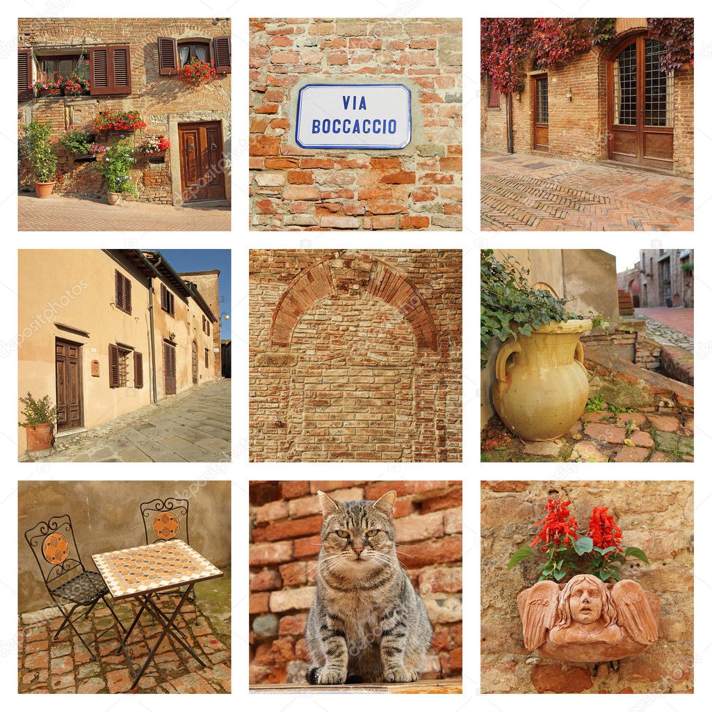 Beautiful tuscan borgo collage