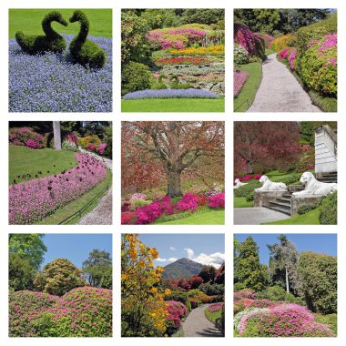 İtalyan bahçeleri bahar Como Gölü'nün üzerinde