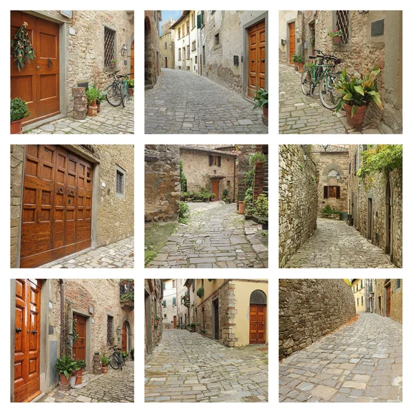 Collage met oude smalle straatjes — Stockfoto