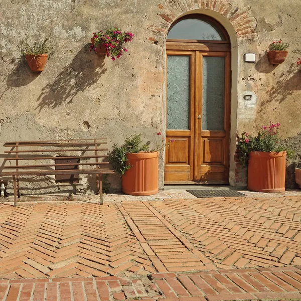 Front door to the tuscan house Stock Photo