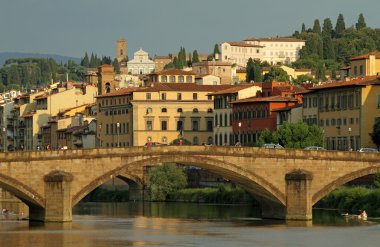 Arno river with bridge Ponte alla Carraia and Villa Bardini and clipart