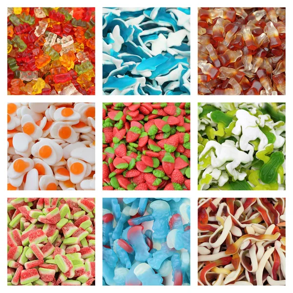 Jelly candies collage — Stock Photo, Image