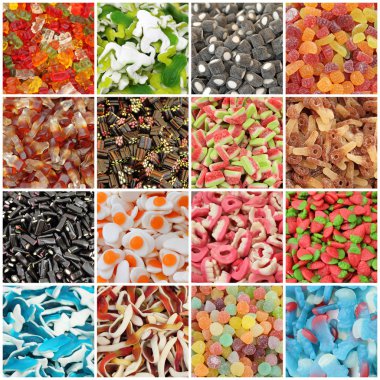 assorted jelly candies collage  clipart