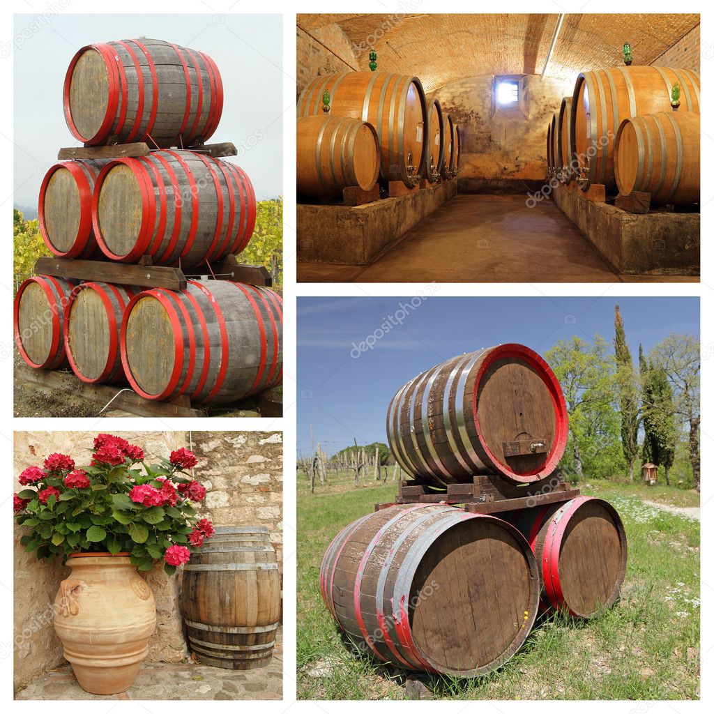 Wine barrels collage