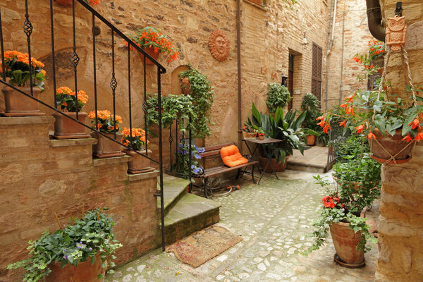 Italian patio with flowers