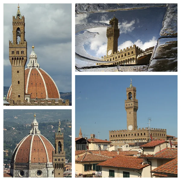 Koláž s obrazy palazzo vecchio — Stock fotografie