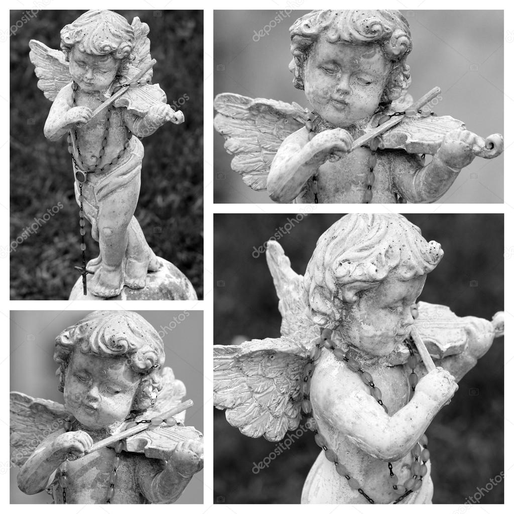 Angel playing violin collage