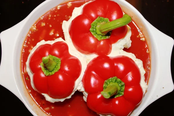 Peppers with feta cheese filling — Stock Photo, Image