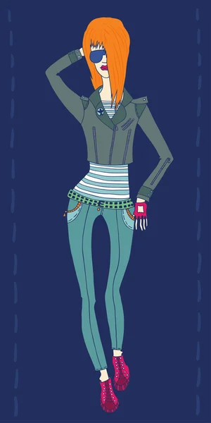 Young fashionable girl. Vector Graphics