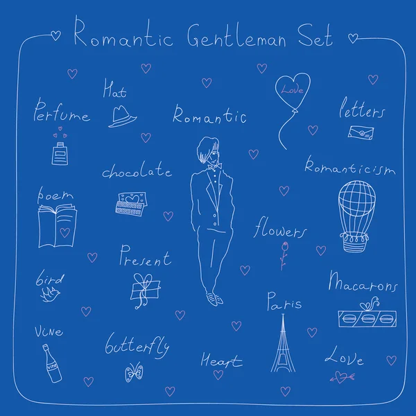Romantico gentleman set — Vettoriale Stock