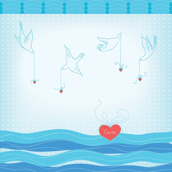 Fåglar och hjärtan — Stock vektor
