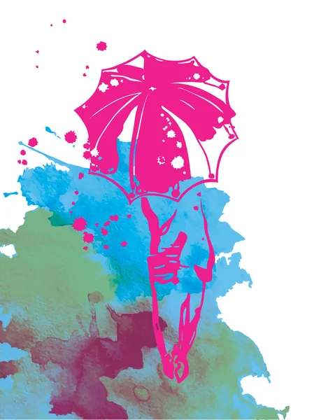 Kız ve şemsiye. — Stok Vektör