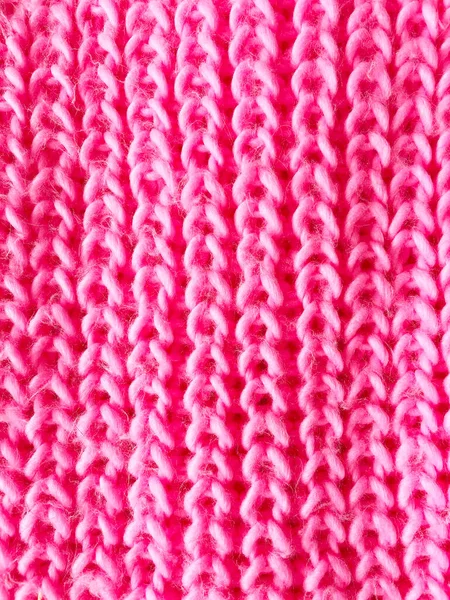 Pink Knitted Background Pigtail Texture — Stock Photo, Image