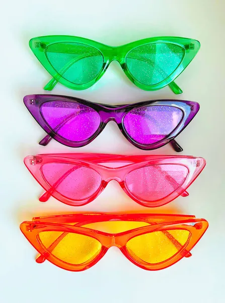 Trendiga Tillbehör Uppsättning Fashionabla Flerfärgade Glasögon — Stockfoto
