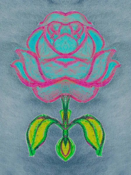 Abstrakcyjny Obraz Róży Rysunek Ręczny Technika Mieszana — Zdjęcie stockowe
