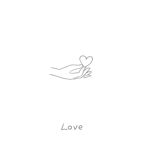 Μοντέρνο Μινιμαλιστικό Λογότυπο Boho Στυλ Χέρι Κρατάει Την Καρδιά Ελάχιστη — Διανυσματικό Αρχείο