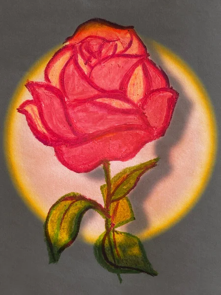 Beau Fond Illustration Une Rose Rouge Sous Les Projecteurs Style — Photo