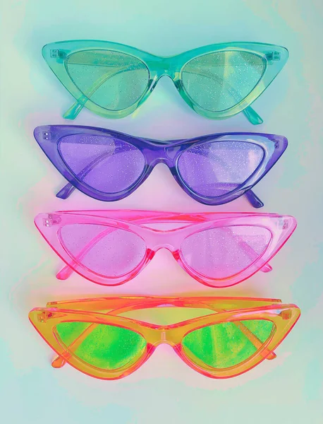 Trendy Accessories Set Fashionable Multi Colored Glasses — Stock Photo, Image