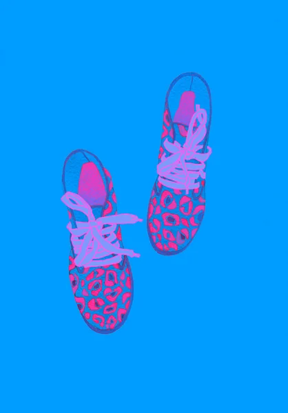 Modieuze Designer Luipaard Print Laarzen Met Veters Aquarel Mode Illustratie — Stockfoto