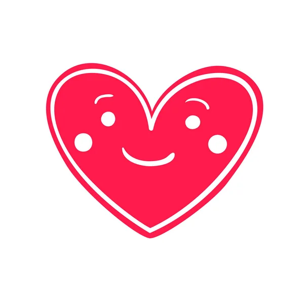 Веселое Счастливое Улыбающееся Лицо Форме Сердца Векторное Изображение — стоковый вектор