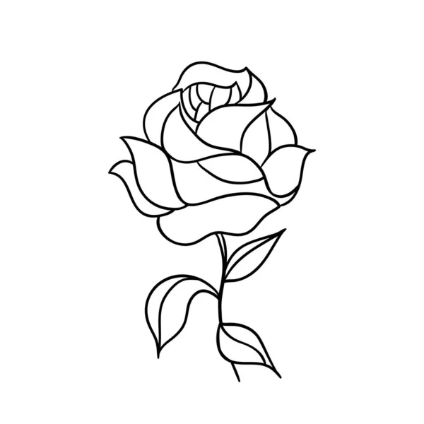 Красивый Контурный Рисунок Розы Векторная Иллюстрация — стоковый вектор
