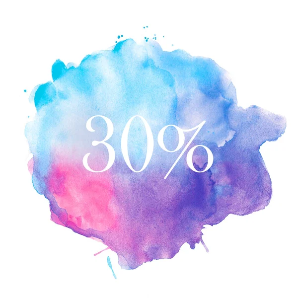 Percent Discount Sign Beautiful Watercolor Spot Design Background Decoration — Stock Photo, Image