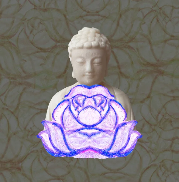 Buddha Lotus Resim Çizimi Budizm Ruhani Sanat — Stok fotoğraf