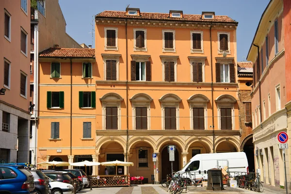 Bologna, Italy - cityscape, old town square with tenement houses — Stock Photo, Image