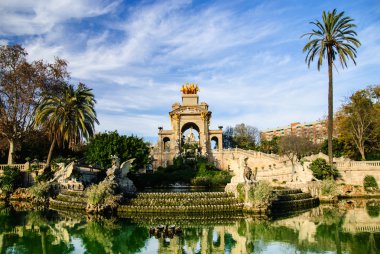 Magnificent fountain with pond in Parc de la Ciutadella, Barcelona clipart