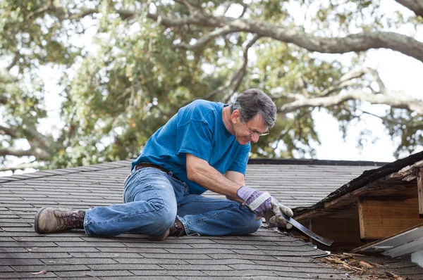 Man Repairing Leaking Roof — Stock Photo © forestpath #17006185