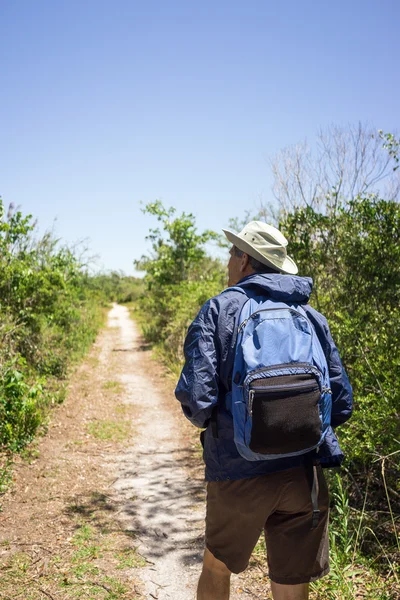 Man Hiking on a Path in a national park — Stock Photo, Image