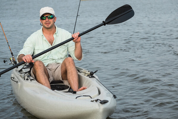 Man Fishing in Kayak closeup