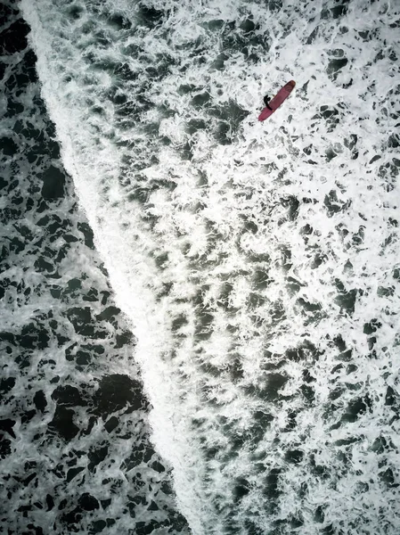 Surf Aerial Shot Poetto Beach City Caglairi Sardinia Italy — стокове фото