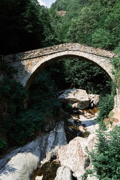 Aosta Valley Italy Ancient Roman Bridge River Little Village Named — Fotografia de Stock
