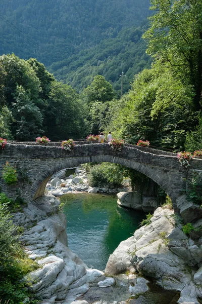 Aosta Valley Italy Ancient Roman Bridge River Little Village Named — ストック写真