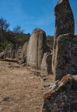 giants' tomb, (neolithic funerary graves), and standing stones. - sardinia - italy