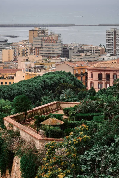 Panoramic View City Cagliari Gardens Historic Buildings — Stok fotoğraf