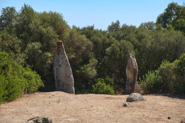 giants' tomb, (neolithic funerary graves), and standing stones. - sardinia - italy
