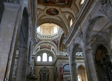 interior view of the Santa Maria (meaning Saint Mary) cathedral church in Castello quarter in Cagliari