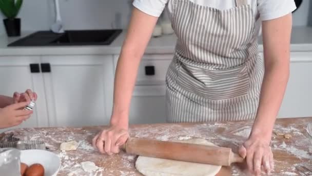 Home Baking Female Parent Teaching Her Daughter How Cook Wheat — Vídeo de stock