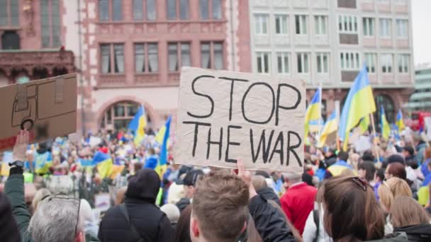 Frankfurt Main Germany April 2022 Rally Support Ukraine Lot People — 图库视频影像