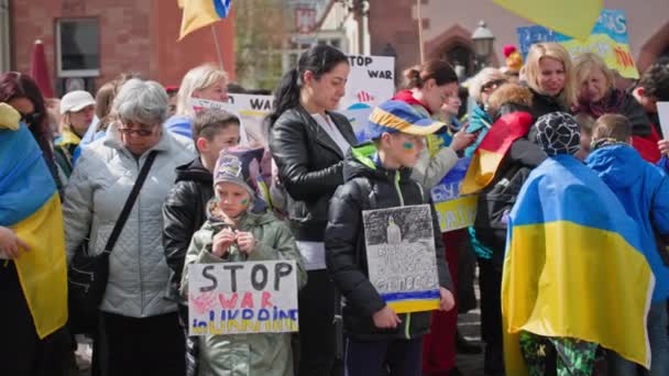 Frankfurt Main Germany April 2022 Rally Genocide Ukrainian People Russian — 图库视频影像