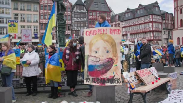 Frankfurt Main Germany April 2022 Stop Killing Violence Children Sad — 图库视频影像