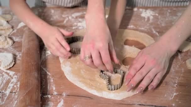 Treinamento Culinária Infantil Cuidando Pai Feminino Juntamente Com Filha Fazer — Vídeo de Stock