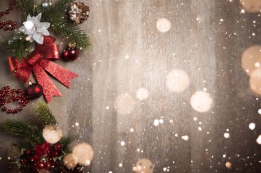 Tahta tahtada Noel arkaplanının en üst görüntüsü