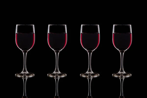 Glasses Red Wine Silhouette Black Background — Stock Photo, Image