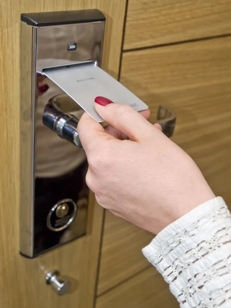 Hotel deur key-card Rechtenvrije Stockfoto's