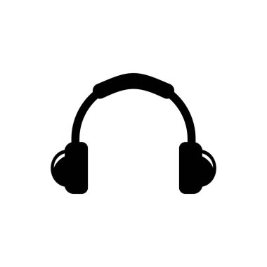 DJ kulaklıklar, müzik aleti, kulaklık. Düz Vektör Simgesi illüstrasyonu. Beyaz arka planda basit bir siyah sembol. DJ Kulaklıklar, Music Gadget, Web ve mobil UI ögesi için Kulaklık tasarım şablonu