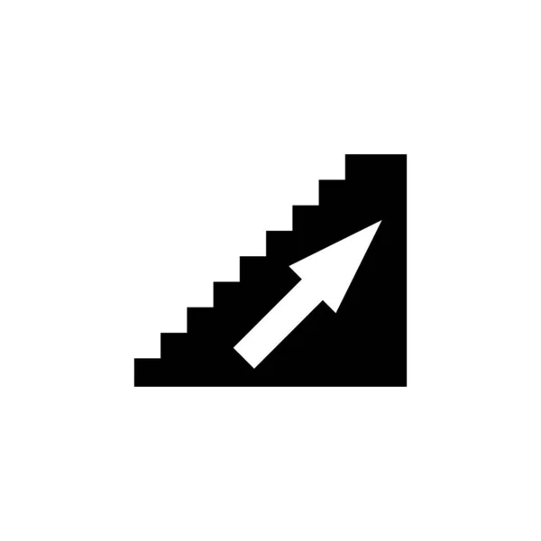 Haut Escalier Flèche Escalator Illustration Icône Vectorielle Plate Symbole Noir — Image vectorielle